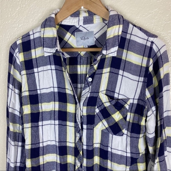 Rails hunter blue yellow plaid shirt size small - Picture 6 of 9